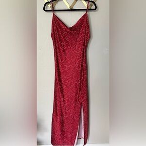 Large Paper Heart Red and white satin polka dot slip dress